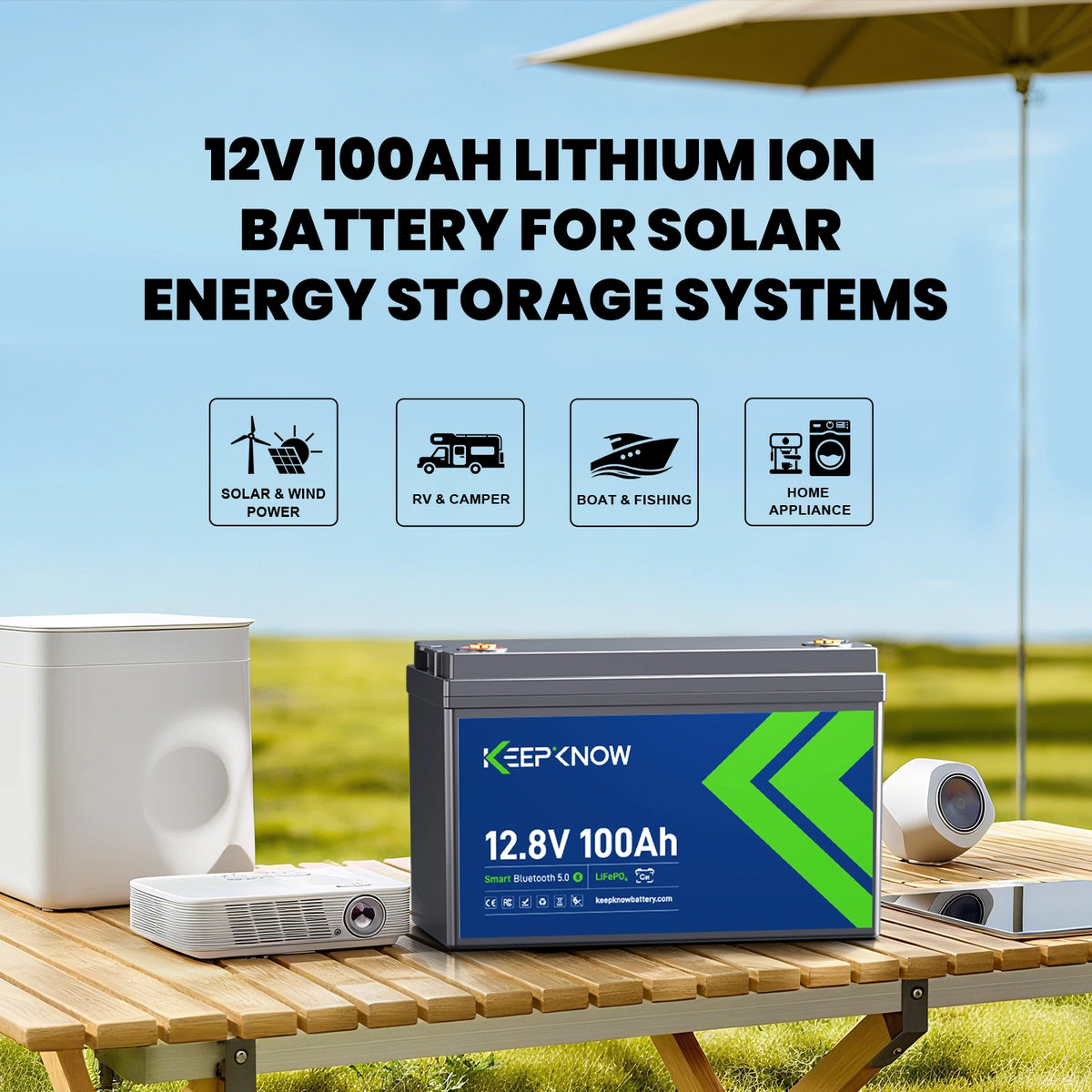 KeepKnow 12V 100Ah Lithium Battery (Black)