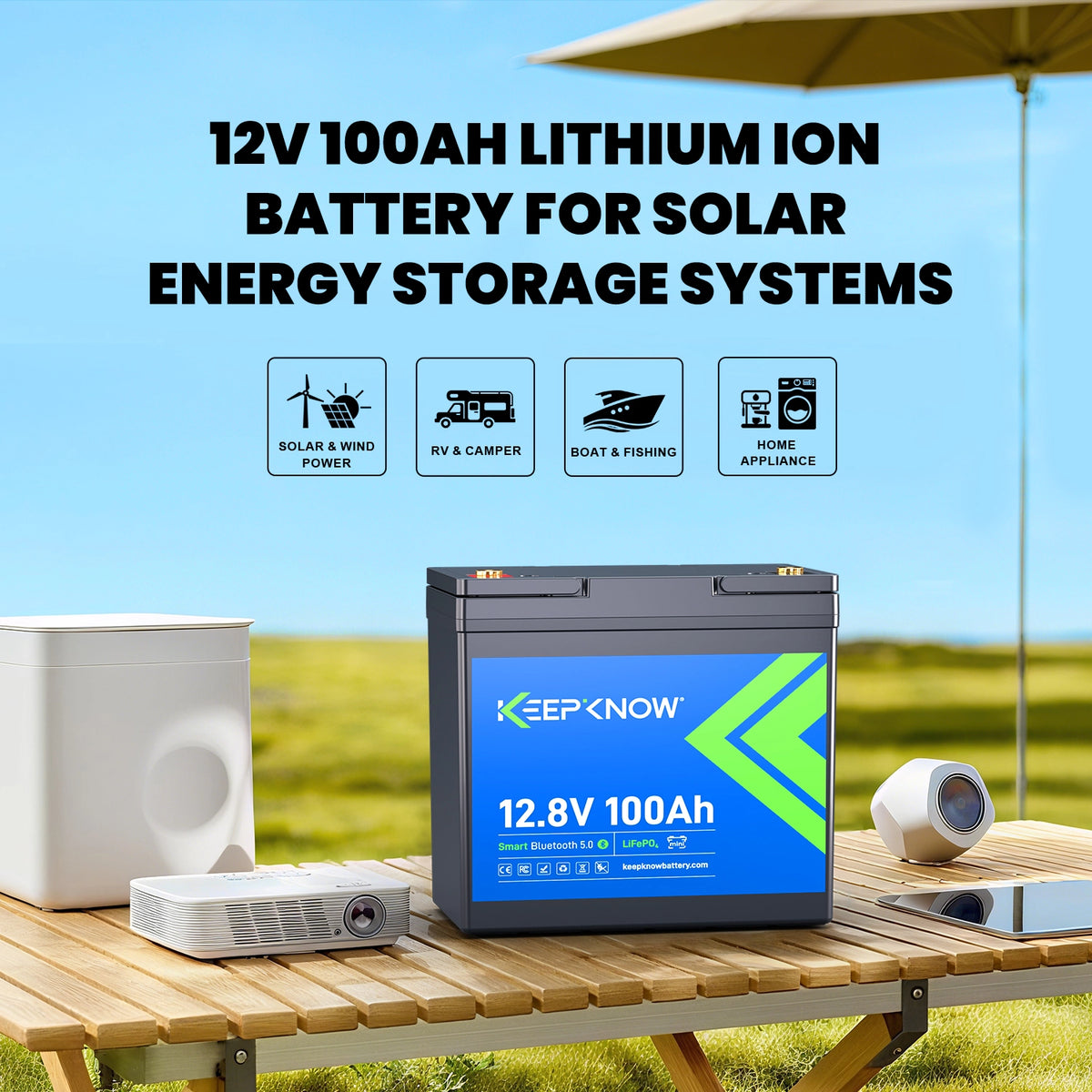 KeepKnow 12V 100Ah Mini LiFePO4 Lithium Battery