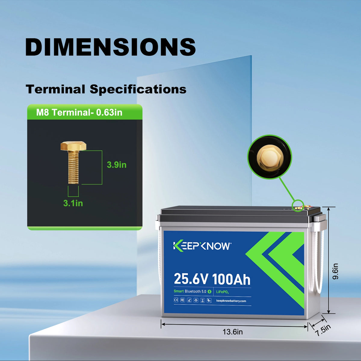 KeepKnow 24V 100Ah Lithium Battery