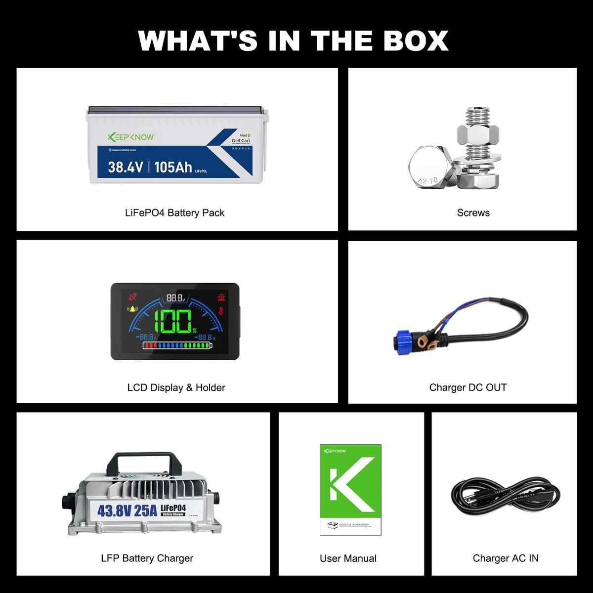 KeepKnow 36V 105Ah Lithium LiFePO4 Golf Cart Battery