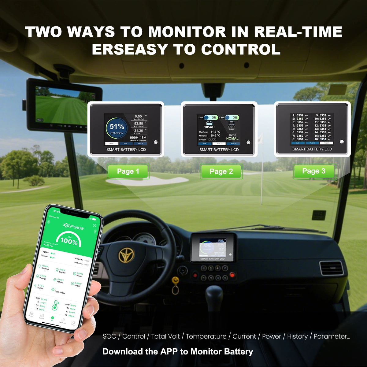 KeepKnow 48V 72Ah Lithium (LiFePO4) Golf Cart Battery, 200A BMS